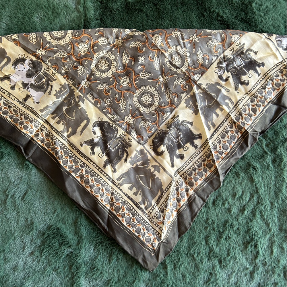 Elephant Print Silk Scarf